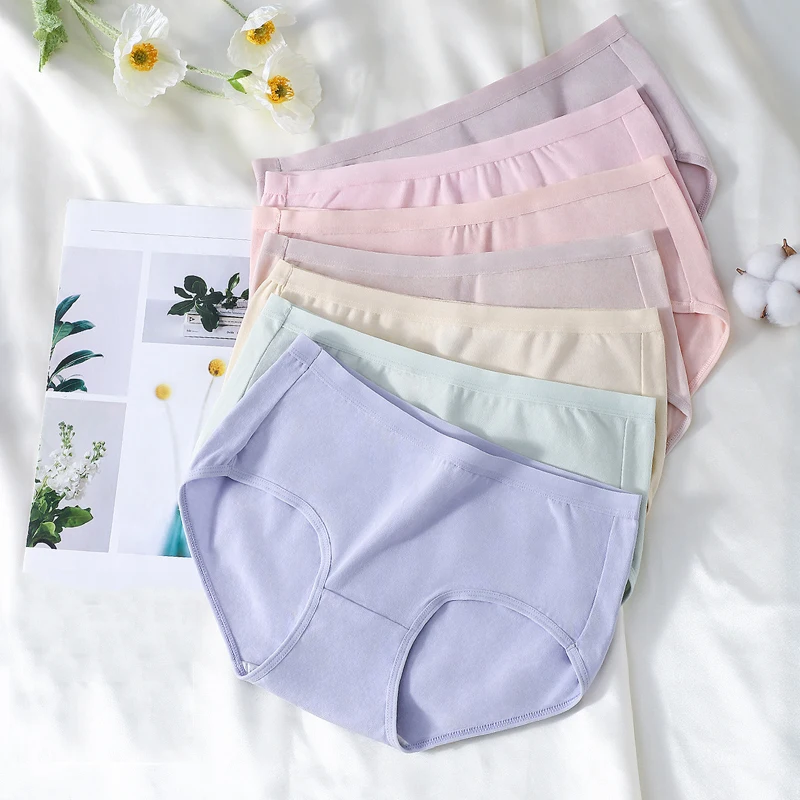 7Pcs Cotton Women's Panties Breathable Underwear Seamless Girls Briefs Solid Panty Soft Underpants Sexy Low-Rise Female Lingerie