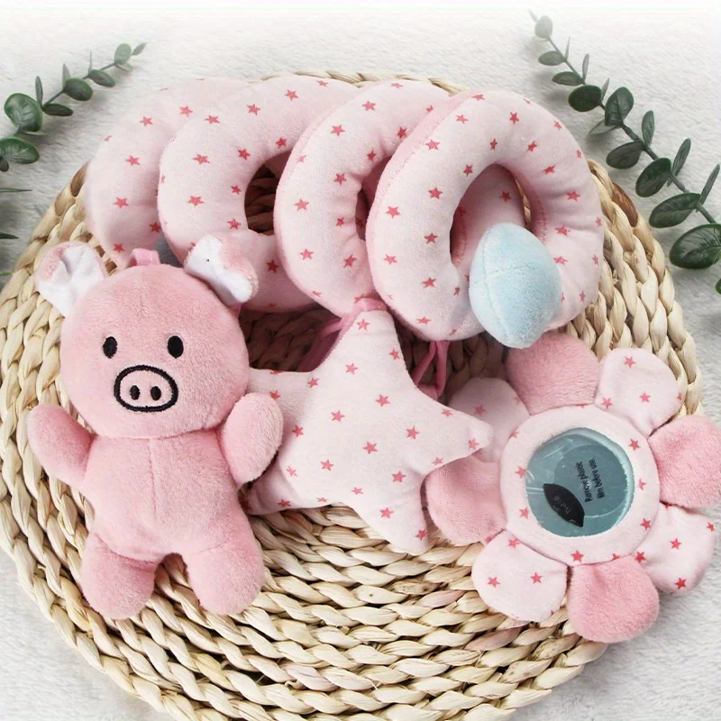 Animal piglet bed hanging toy bed winding children's stroller toy ringing bell