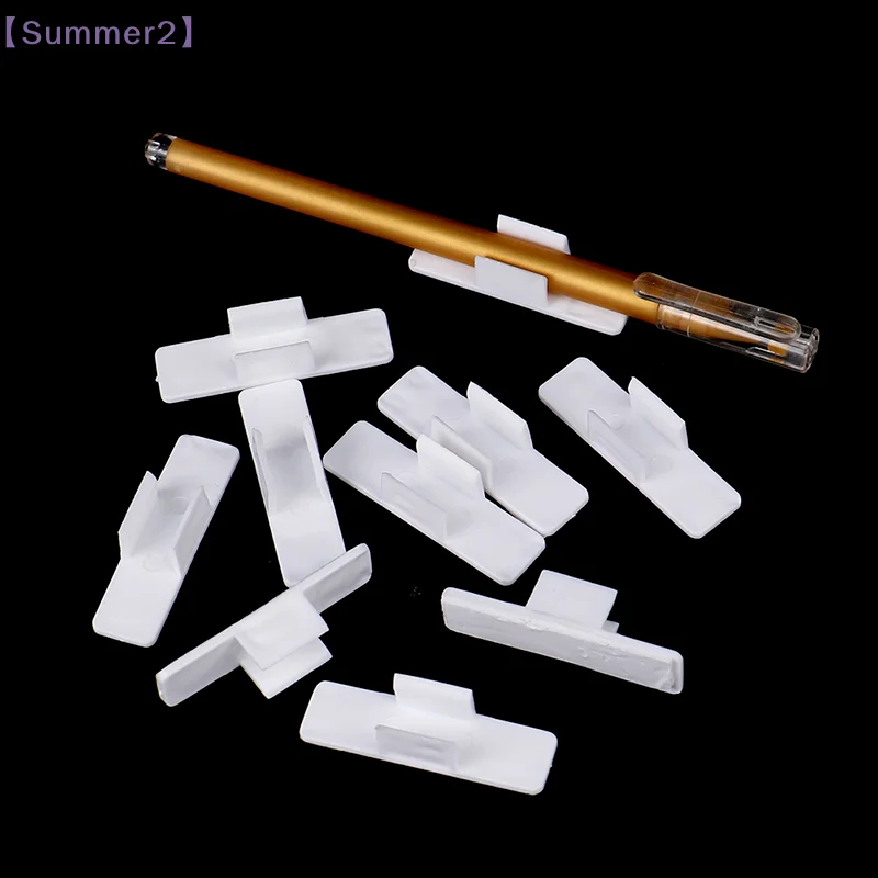 10pcs New Selfadhesive Pen Holder Pencil Clip Holder Desktop Fixed Pen Case〔Sum2〕