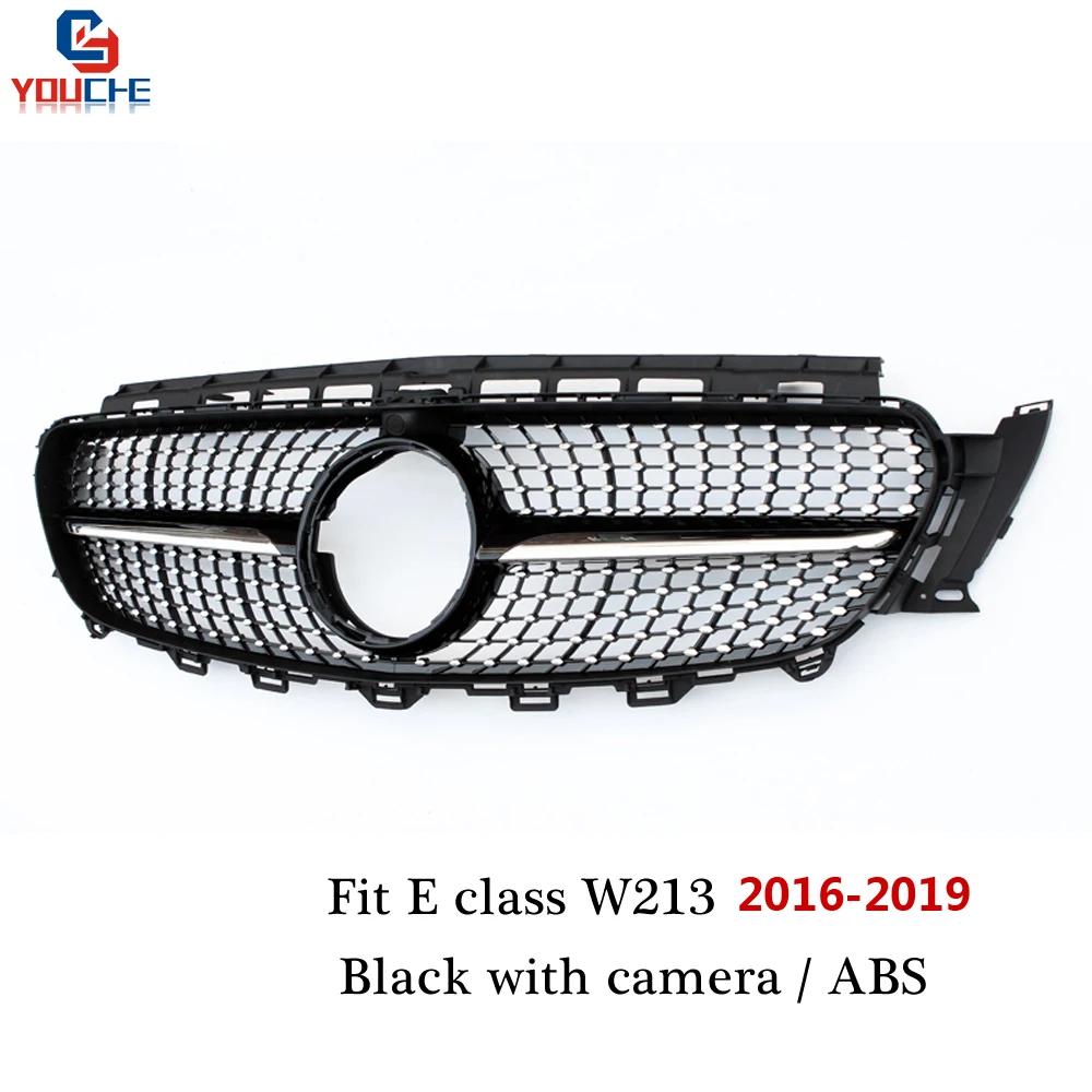 W213 W238 Diamonds Grille Front Bumper Grill Mesh For Mercedes W213 E Class 2016-2019 E350 E300 E400 4-door Saloon