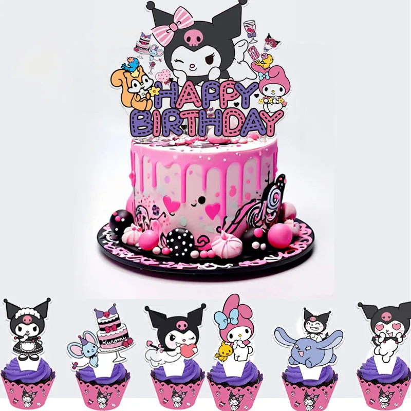 

Kawaii Sanrio Theme Cake Decor Flag Sanrio Cake Cupcake Toppers Happy Kids Birthday Party Decoration Baby Shower Party Favors