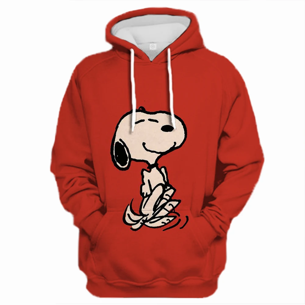 Snoopy Kawaii Cartoon Print Hoodie for Women Soft Casual Loose Sportwear Female Sweatshirt Warm Fleece Ladies Clothes 2024