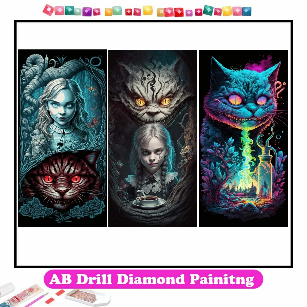 

Dark Alice in Wonderland 5D DIY AB Diamond Painting Embroidery Gothic Handmade Cross Stitch Mosaic Handicraft Home Decor Gift