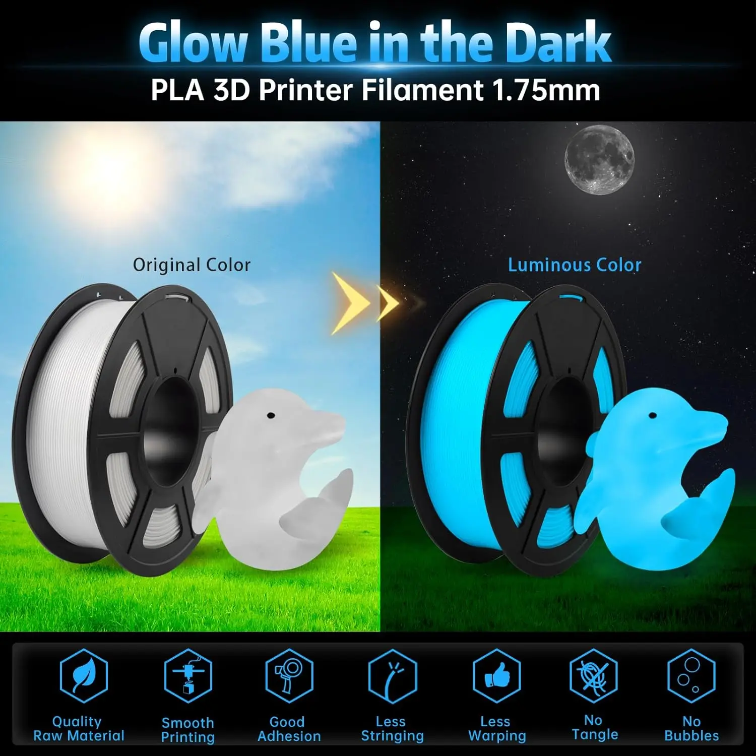 SUNLU 2KG PLA/Matte/Luminous/Marble/Wood/Carbon Fiber/Twinkle Filament 1.75mm 1KG Spool Glow in the Dark Material For 3D Printer