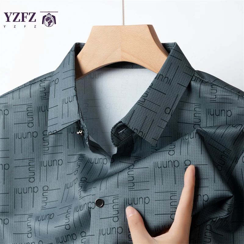 

2024 Summer New Men's Business Casual Printed Short Sleeved Shirt Fashion Comfortable Wrinkle Resistant Top