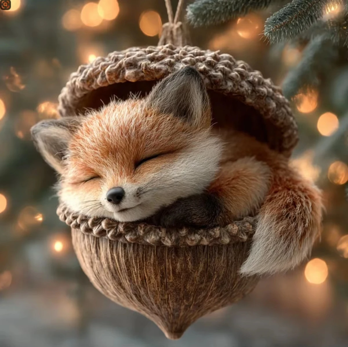 Cute Animal in Acorn Christmas Pendant Ornaments Acrylic Fox Hedgehog Bunny Design Festive Hanging Decor for Xmas Tree  Home 2D
