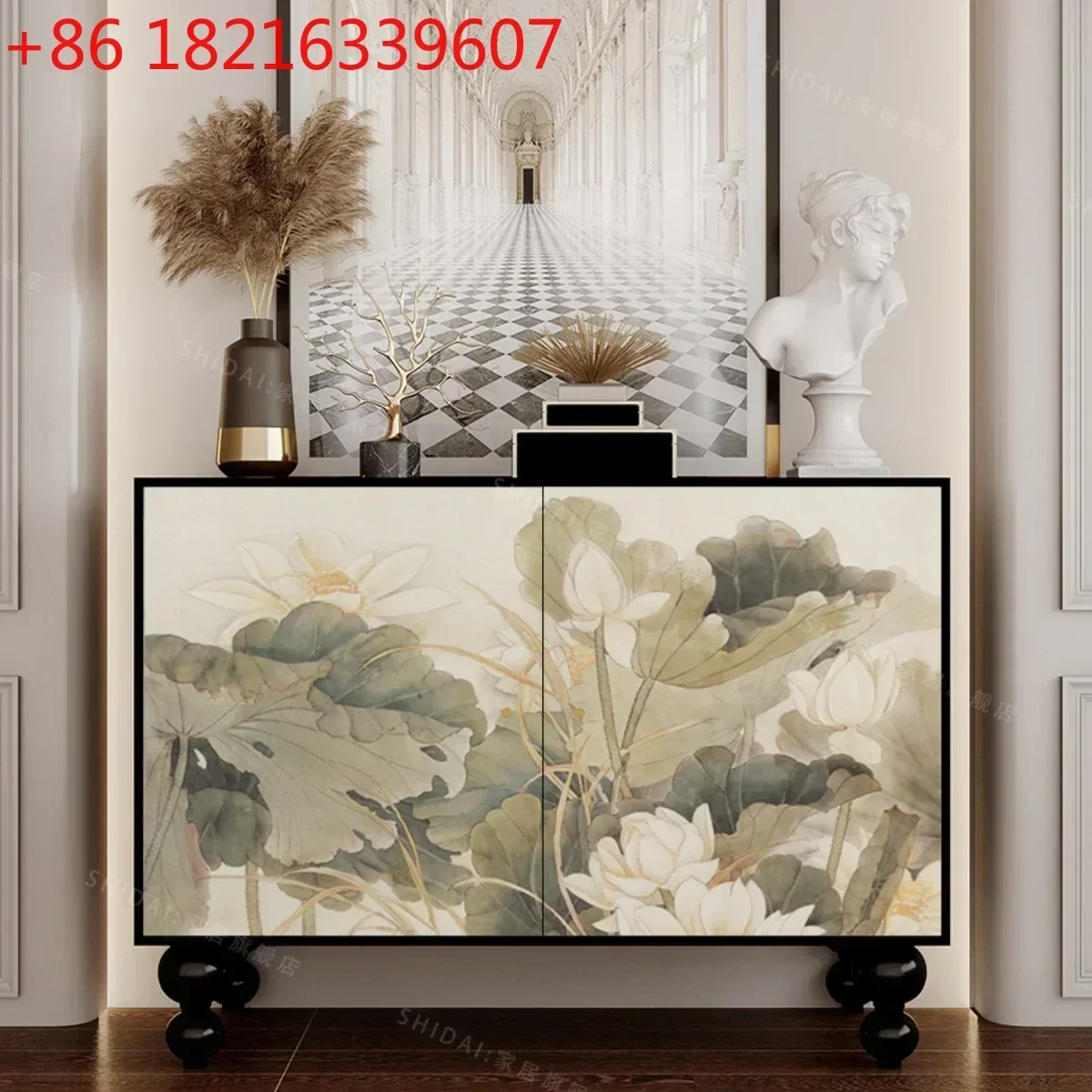 TAO Chinese Classical Solid Wood Storage Living Room Home Home Installation-Free Storage Decoration All-in-One Cabinet