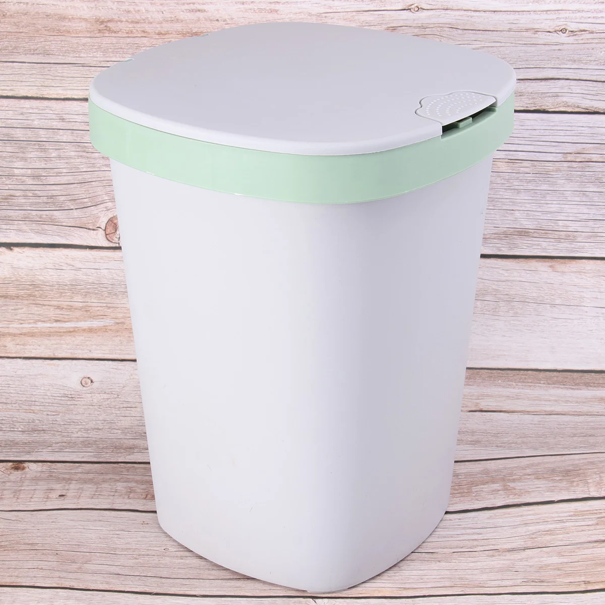 Waste Container Trash Can with Lid Push-button Nordic Garbage Storage Bin Green