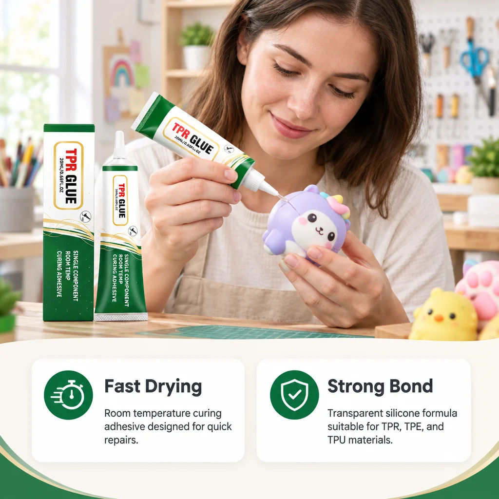 TPR Adhesive Rubber Glue TPE TPU Bonding Glue Flexible Plastic Repair Adhesive Clear Glue for DIY Soft Material Repairs 20ml