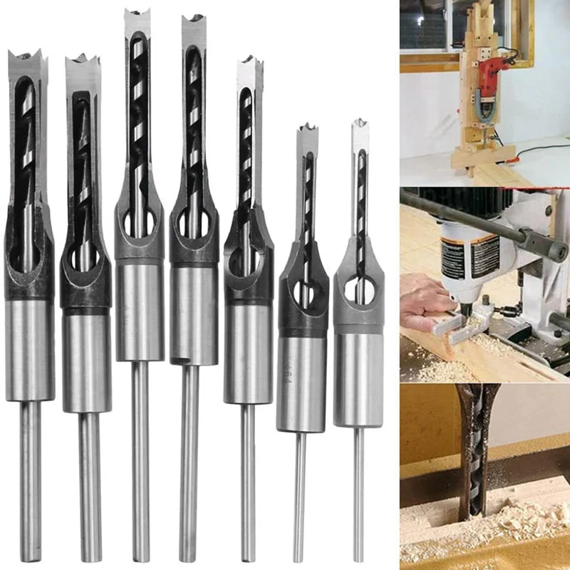 1/4/5/6PCS High Carbon Steel Square Hole Drill Bit Woodworking Mortise Drill Set Woodworking Tools and Accessories