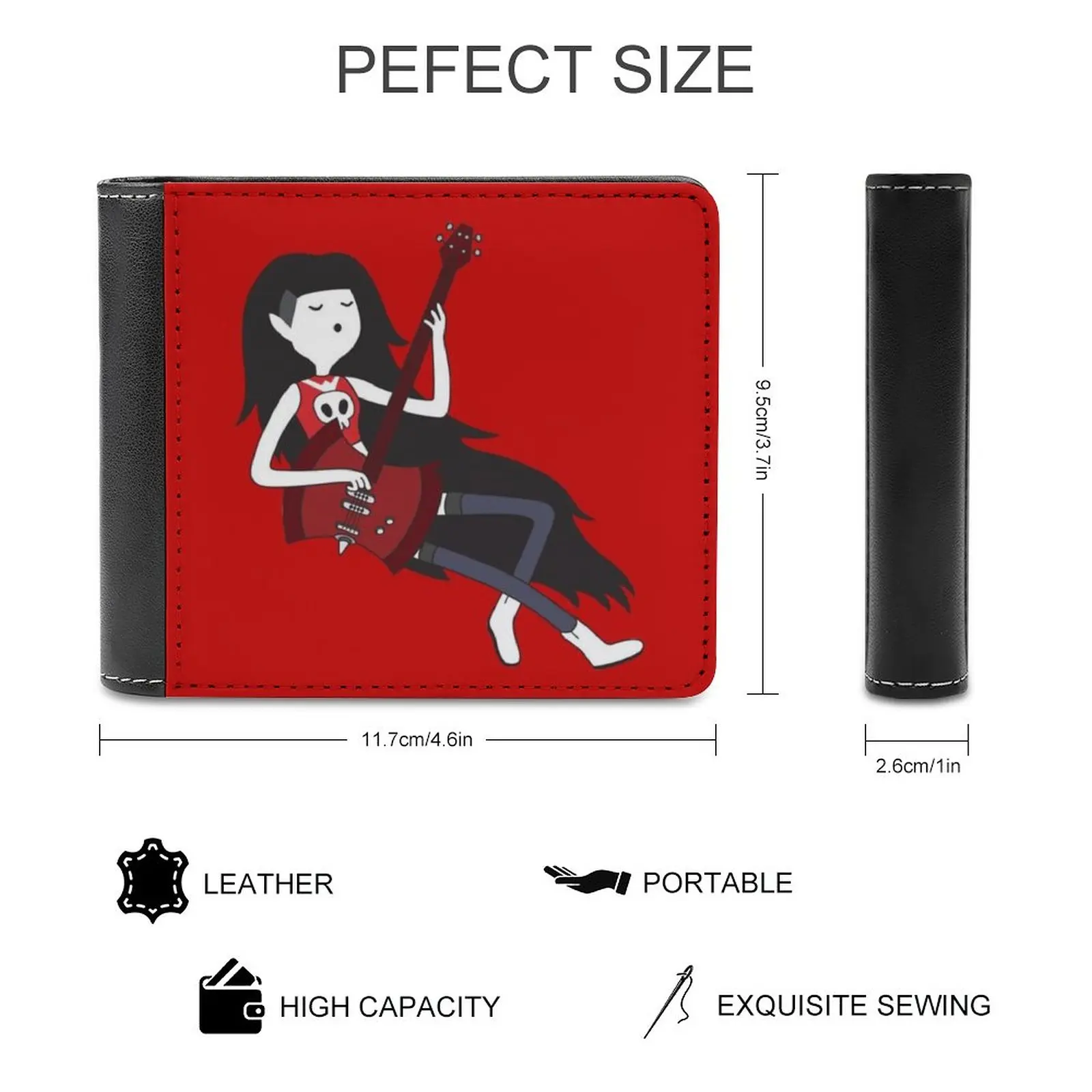 Leather Wallet Men Classic Black Purse Credit Card Holder Fashion Men\'s Wallet Adventuretime The Vampire Queen Vampire Cute