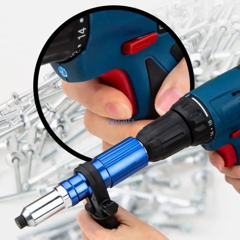 E15A Universal Power Drill Riveting Adapter Featuring Compact Design And Multi Material Compatibility For DIY