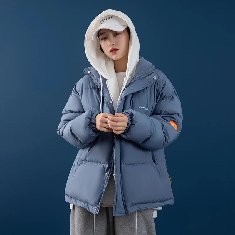 

2024 Winter Clothes Women New Fashion Kpop Hooded Down Cotton Coat Loose Thickened Casual Coat