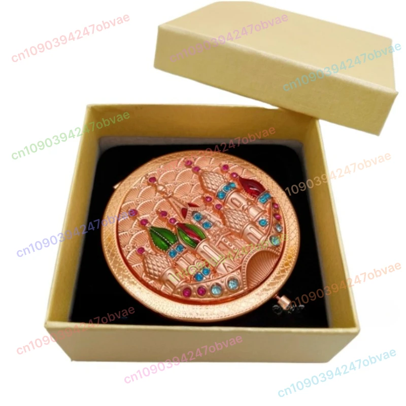 

1 шт. маленькое зеркало туристический сувенирный замок церковное круглое металлическое портативное зеркало для макияжа складное портативное двустороннее