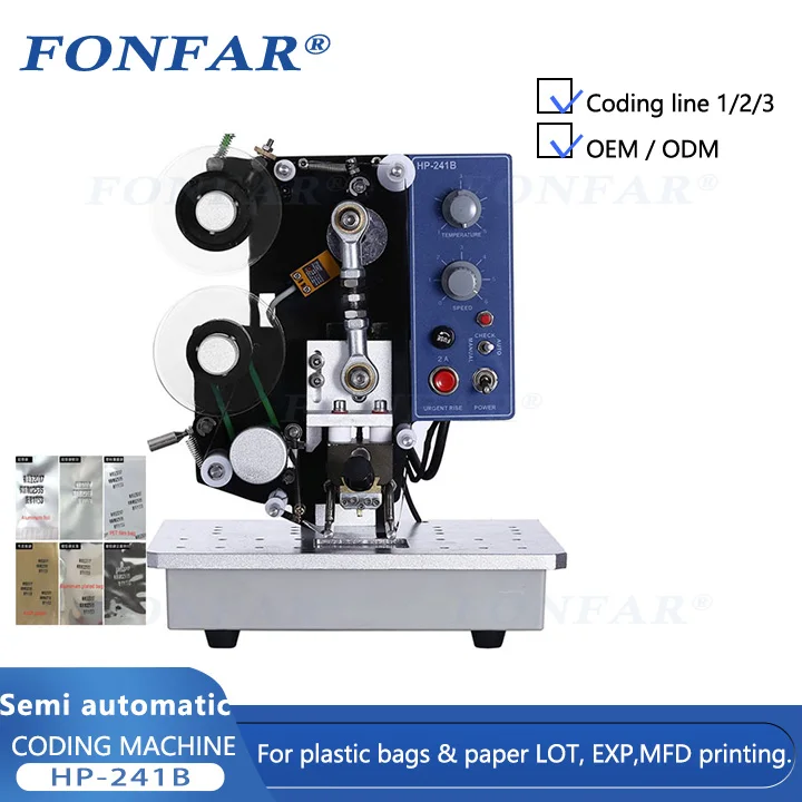 Stamping Machine Electric Motor Plastic Hot Product 2024 Provided Coding for HP241B Semi Auto Batch Date Printer /hot Bags 10