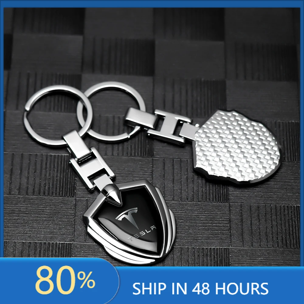 

Car Stickers 1/2pcs Metal Alloy Logo Car Keychain For Tesla Model 3 Y S X 2017-2023 Roadster SpaceX Invader Coil Mod Keyrings Ke
