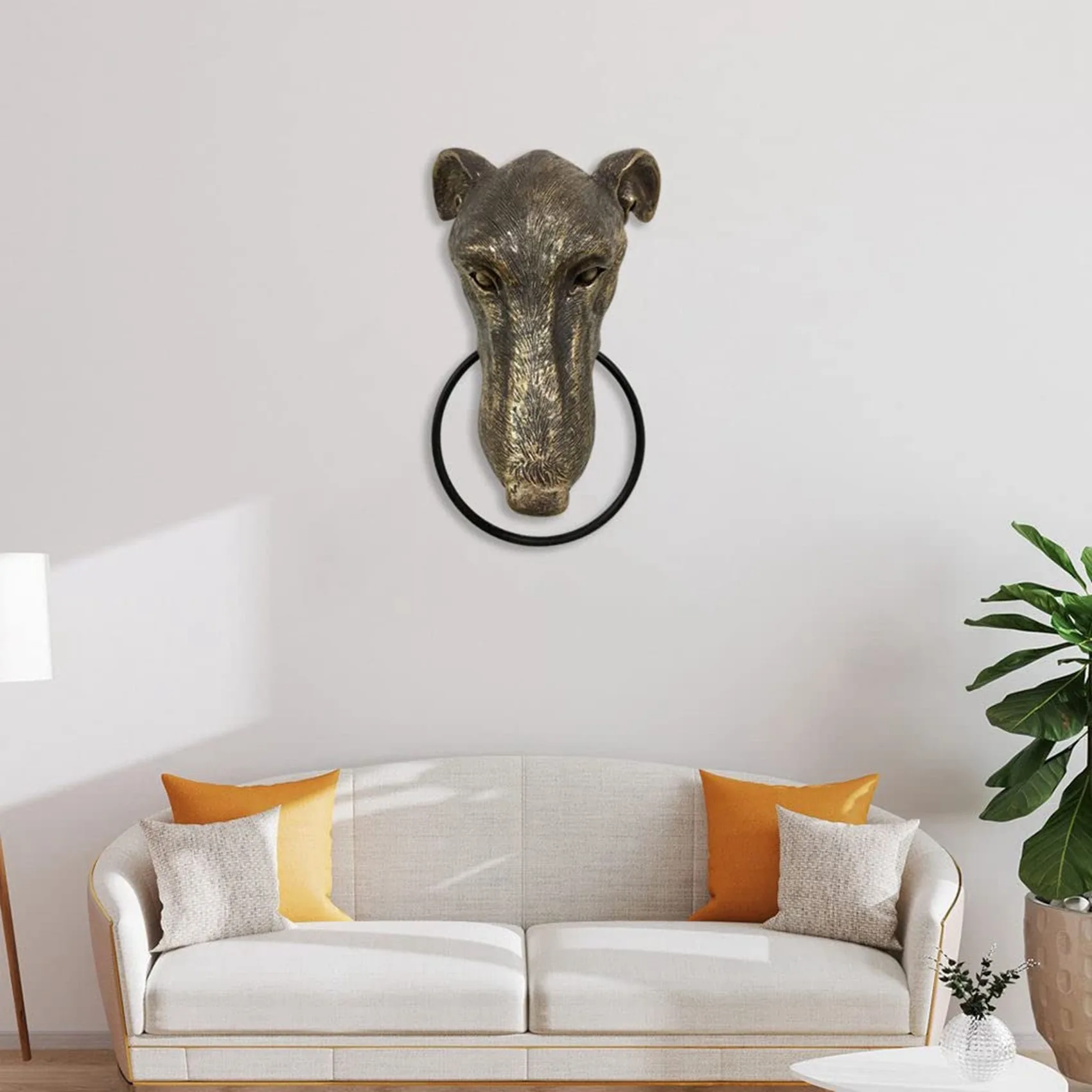 AS96-개 머리 문 문고리 복고풍 스타일 문고리 현관문 장식을위한 헤비 듀티 동물 머리 모양의 문 문고리