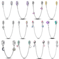 Nuovo 925 argento originale stella luna fiore farfalla Charms perline catene di sicurezza Fit Pandora 925 braccialetto gioielli fai da te regalo di compleanno