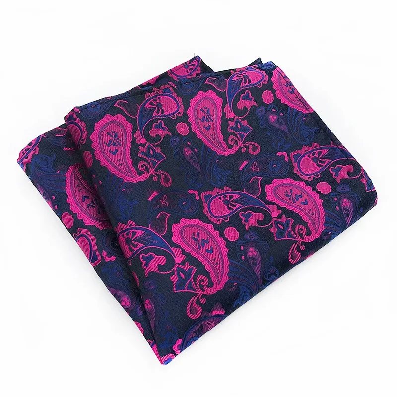 Mouchoir de poche carré pour hommes, costume en soie tissé Jacquard, Design Paisley Hanky, 25cm, fête de mariage