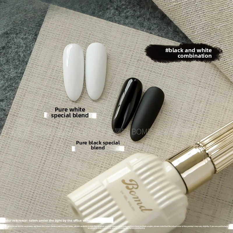 Versatile Black White Gel Nail Polish Set French Manicure Nail Art Kit for DIY Salon