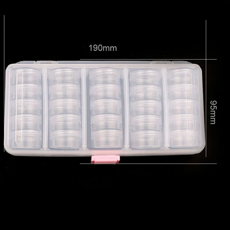 Transparent Empty  case 190*95mm (With 25 Pcs Small Box)  Nail Art Tip Glitter Boxes Storage Nail Art Rhinestone Case Removable