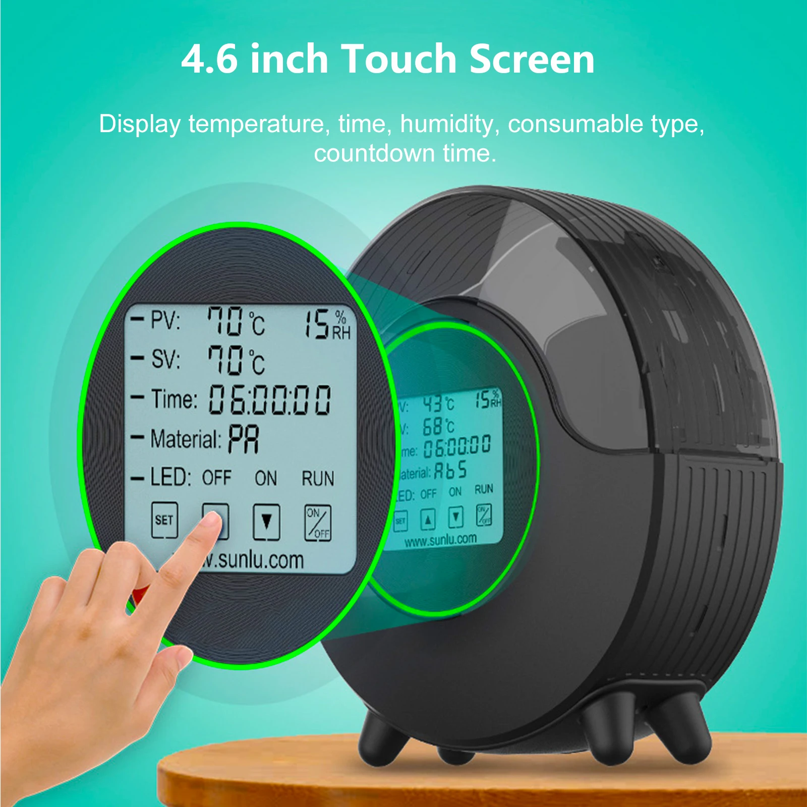 Scatola dell'essiccatore a filamento 3D 360 ° Surround Keeping filamento supporto a secco Display Touch Screen a LED stampa dell'umidità accessori per stampanti 3D