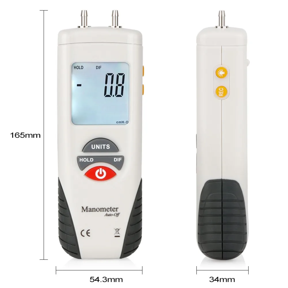 RZ Digital Manometer Air Pressure Gauge Meter Air Pressure Differential Gauge Data Hold Medidor Presion +/-13.79Kpa HT1890 LCD