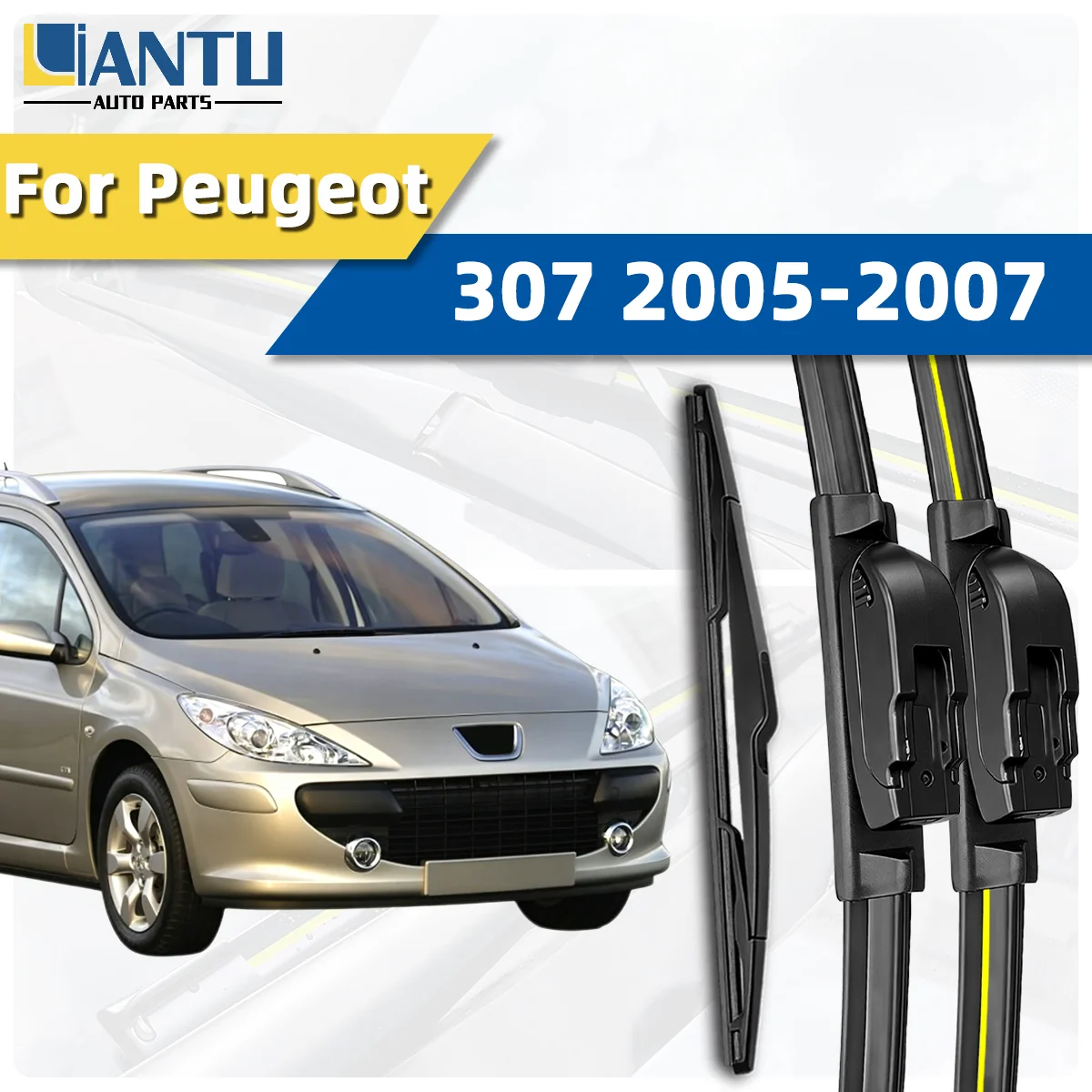 1/2/3pcs Front And Rear Wiper Blade Kit Quiet And Durable Fit For Peugeot 307 2005-2007 Advanced Stripeless Wiper Accessories
