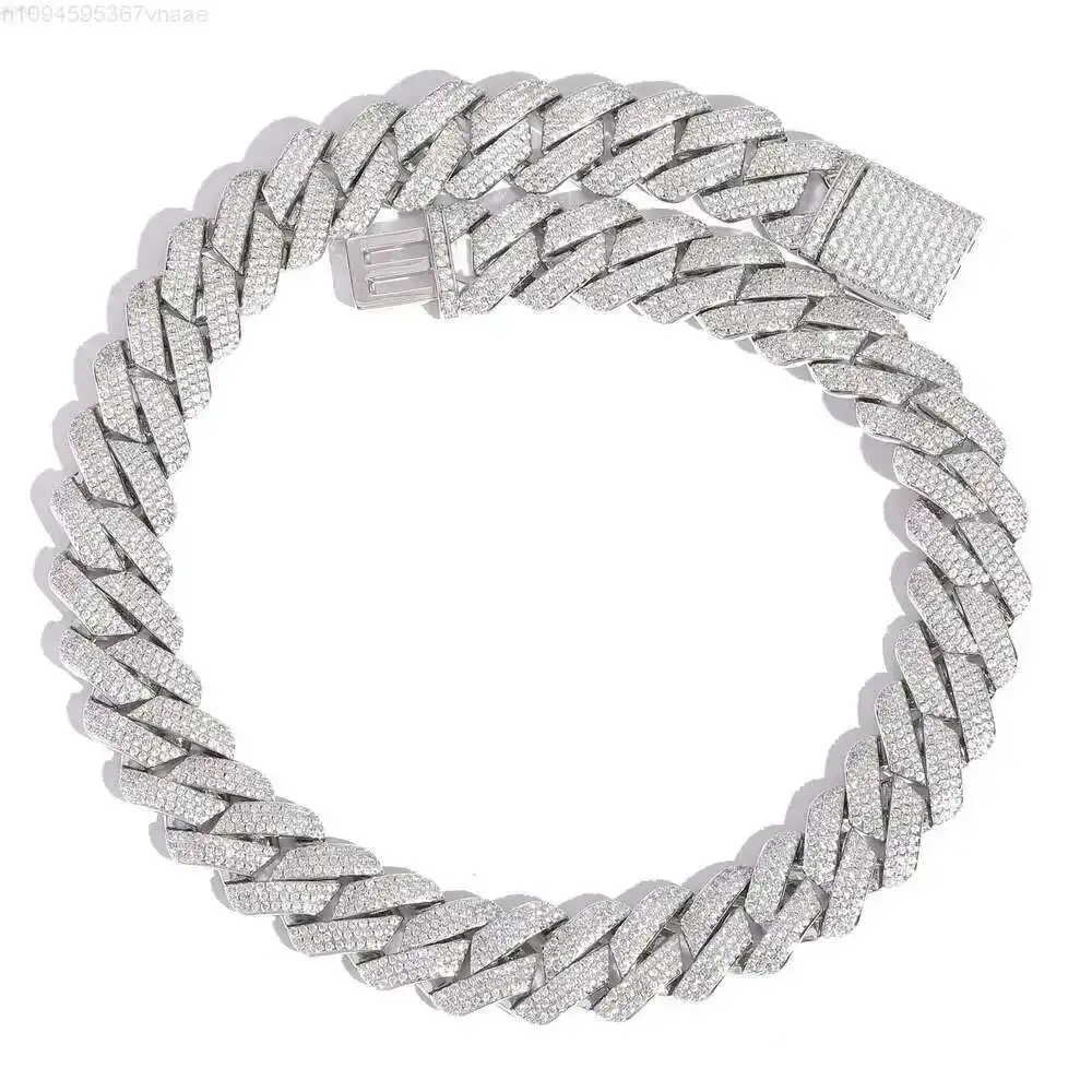 

Bes Custom Hip Hop 20mm 925 Sterling Silver Moissanite Men Chains Necklace Jewelry Cuban Link Chain