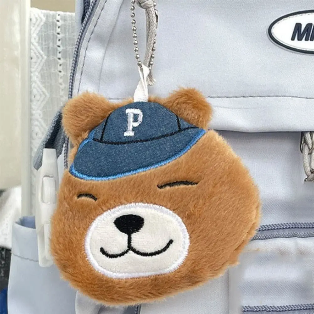 Portaoggetti Portafoglio in peluche con orso marrone Borsa per cuffie con cerniera Orso portamonete in peluche Ciondolo Portamonete portatile con animali dei cartoni animati Ornamento