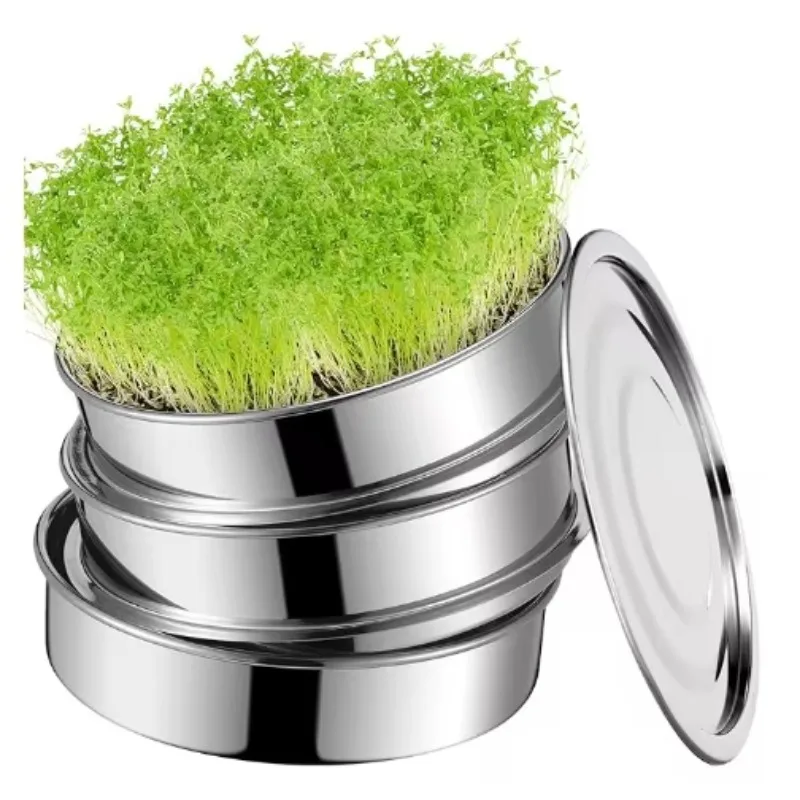 طقم تنبت البذور من الفولاذ المقاوم للصدأ، صينية إنبات البذور المكونة من 3 طبقات قابلة للتكديس