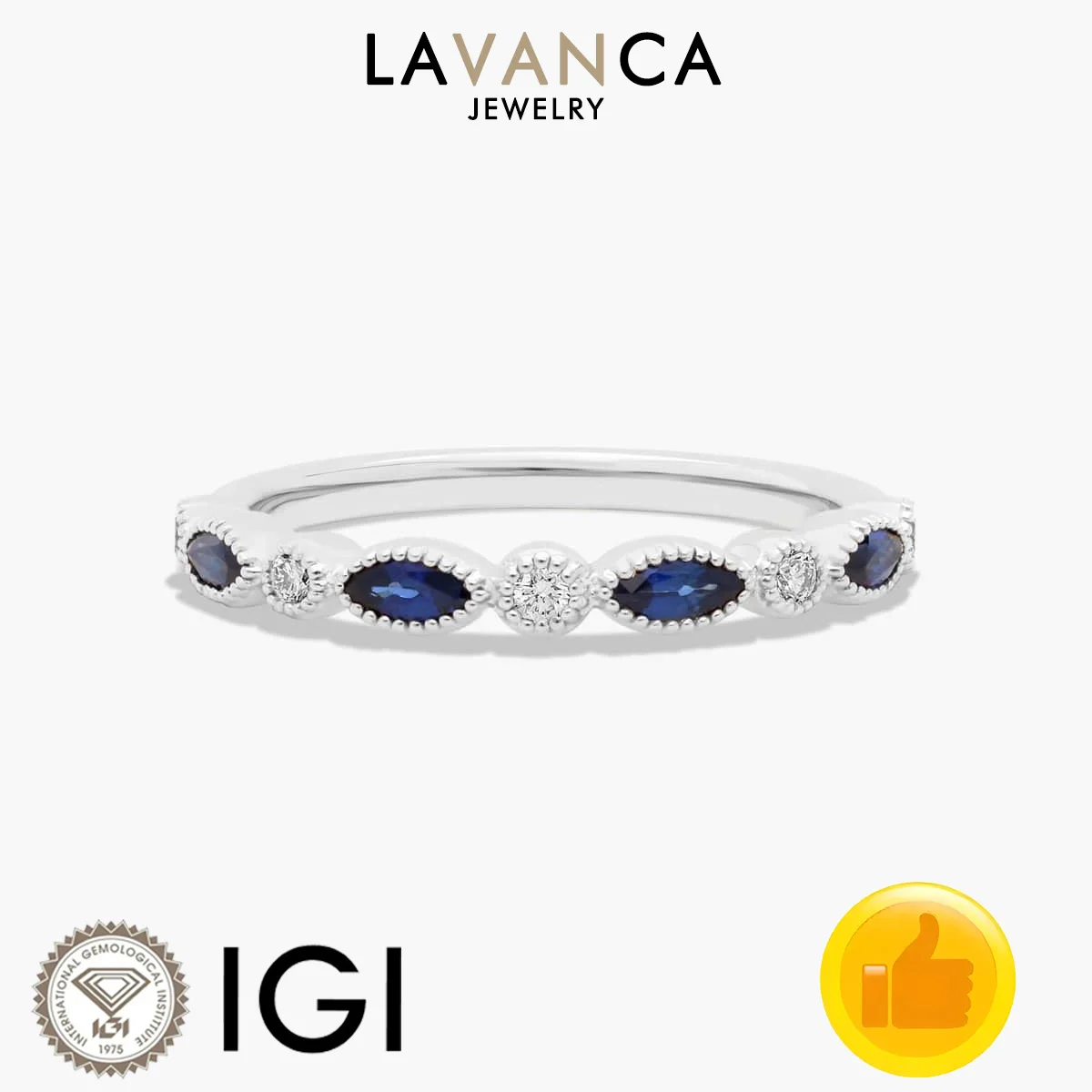 

Marquise Lab Sapphire Round Lab Diamond Ring 9K/14K/18K White Gold Half Eternity Lab Sapphire Diamond Ring Engagement Ring