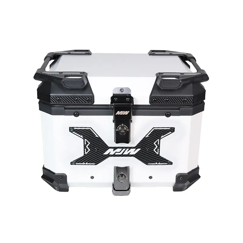 45L motorcycle elegant white trunk waterproof quick-release aluminum alloy tail box storage box anti-drop embossed tail box