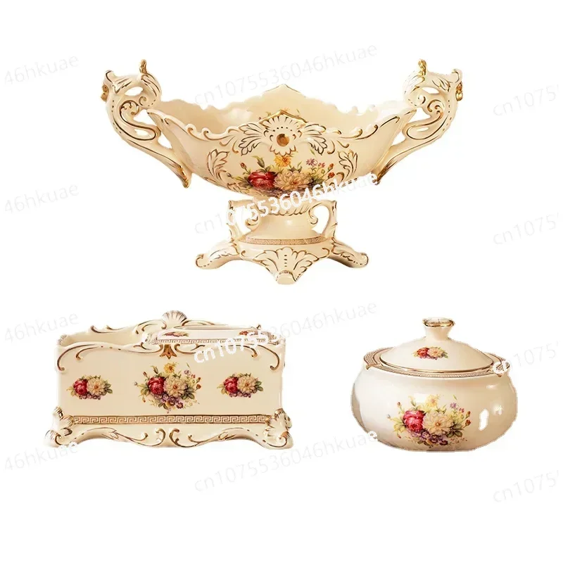 

European Ceramic Fruit Plate Set Fruit Plate Household Dried Fruit Plate Creative Tea Table Decorative Decoration
