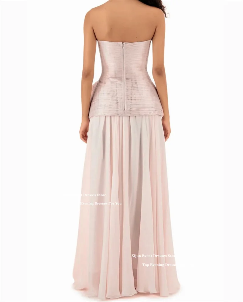 Xijun فساتين سهرة شيفون وردي أحمر الخدود مكشكشة بدون أكمام زهور ثلاثية الأبعاد فساتين لحضور الحفلات الموسيقية سبليت فاخر دبي فساتين حفلات 2026 مخصصة