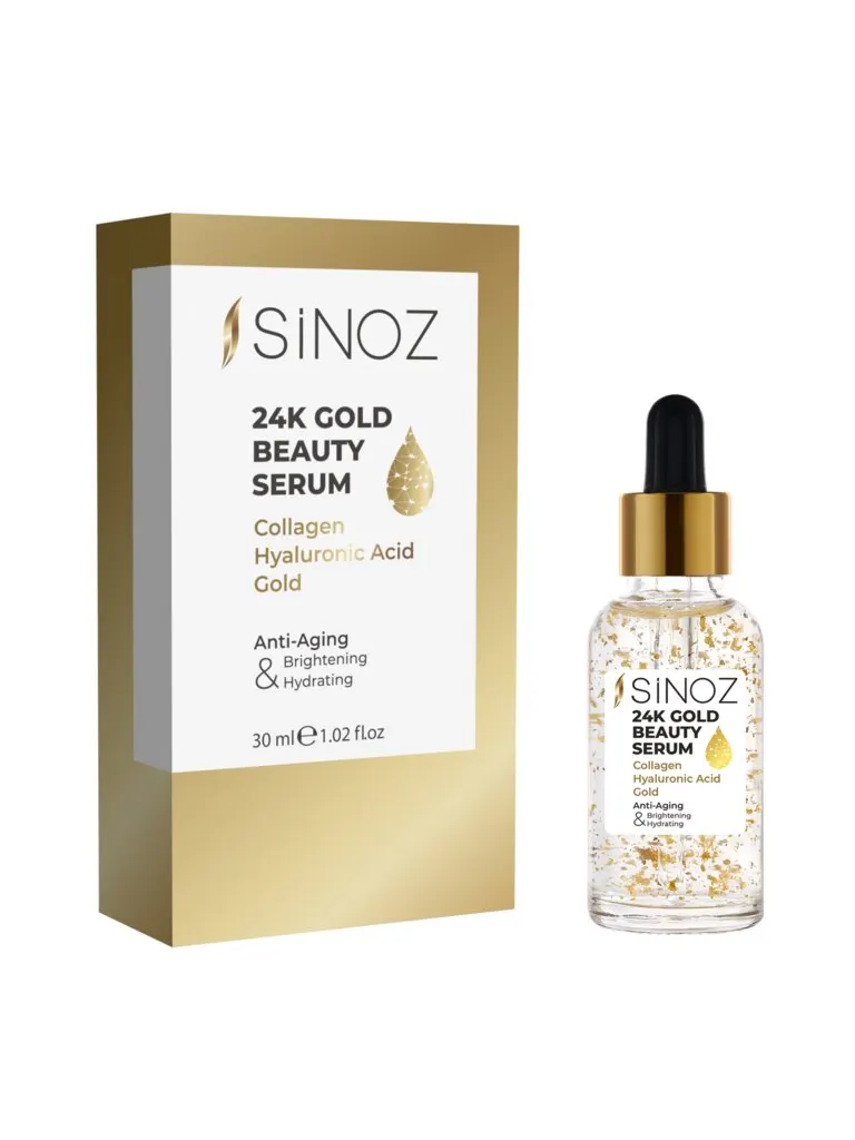 Sinoz 24K gold beauty сыворотка 30 мл коллаген Гиалуроновая кислота против старения Осветляющий, увлажняющий