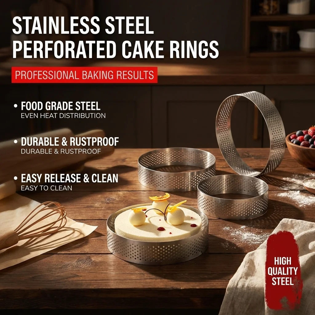 5/8/12/16/20CM Stainless Steel Perforated Round Tart Mol French Flan Ring Baking Mold With Holes Breathable Baking Tool For Past