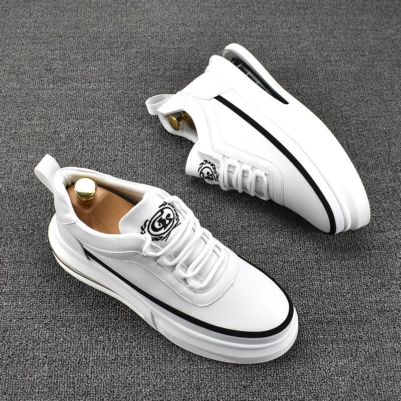 

italian brand designer white shoes for men fashion natural leather oxfords shoe air cushion sneakers flat platform footwear male