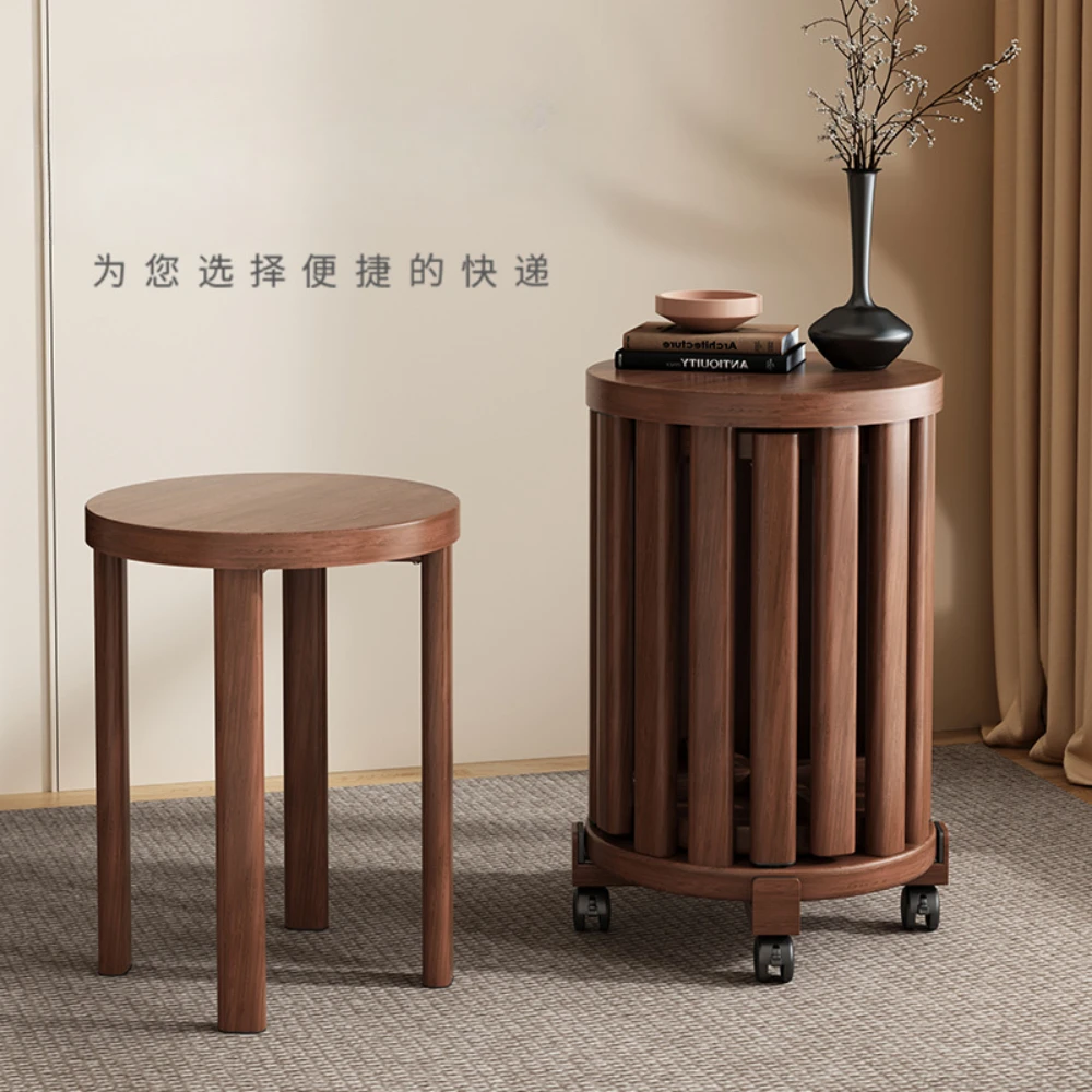 

Solid wood stool, tea table, household stackable round stool