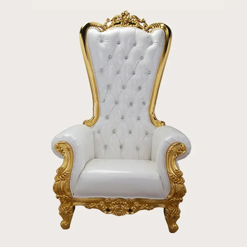 

Luxury European Style Queen And King High Back Royal Gold Metal Wedding Throne Banquet Hotel Lobby Chair