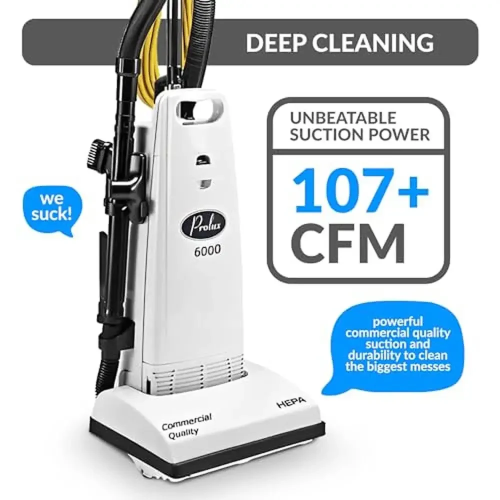 Вертикальный пылесос в мешках, стальная щетка, рулон HEPA-фильтр, бортовые инструменты, 107CFM, многоповерхностный, 120 В, 19 фунтов