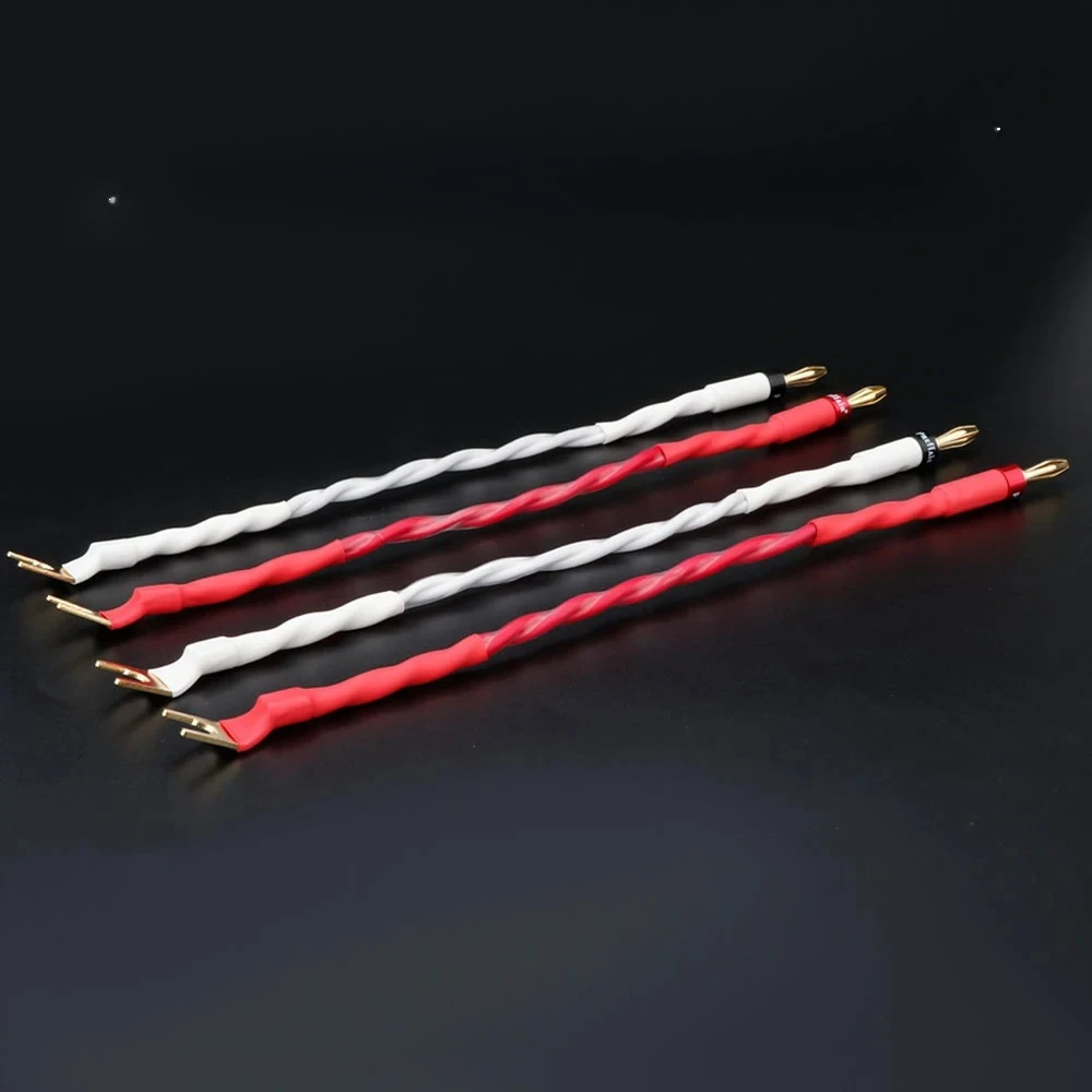 Canare Speaker Bridge/Jumper Audio Cable, 2S11F, Banana to Spade Terminals 2-strand braid eliminates skin effect