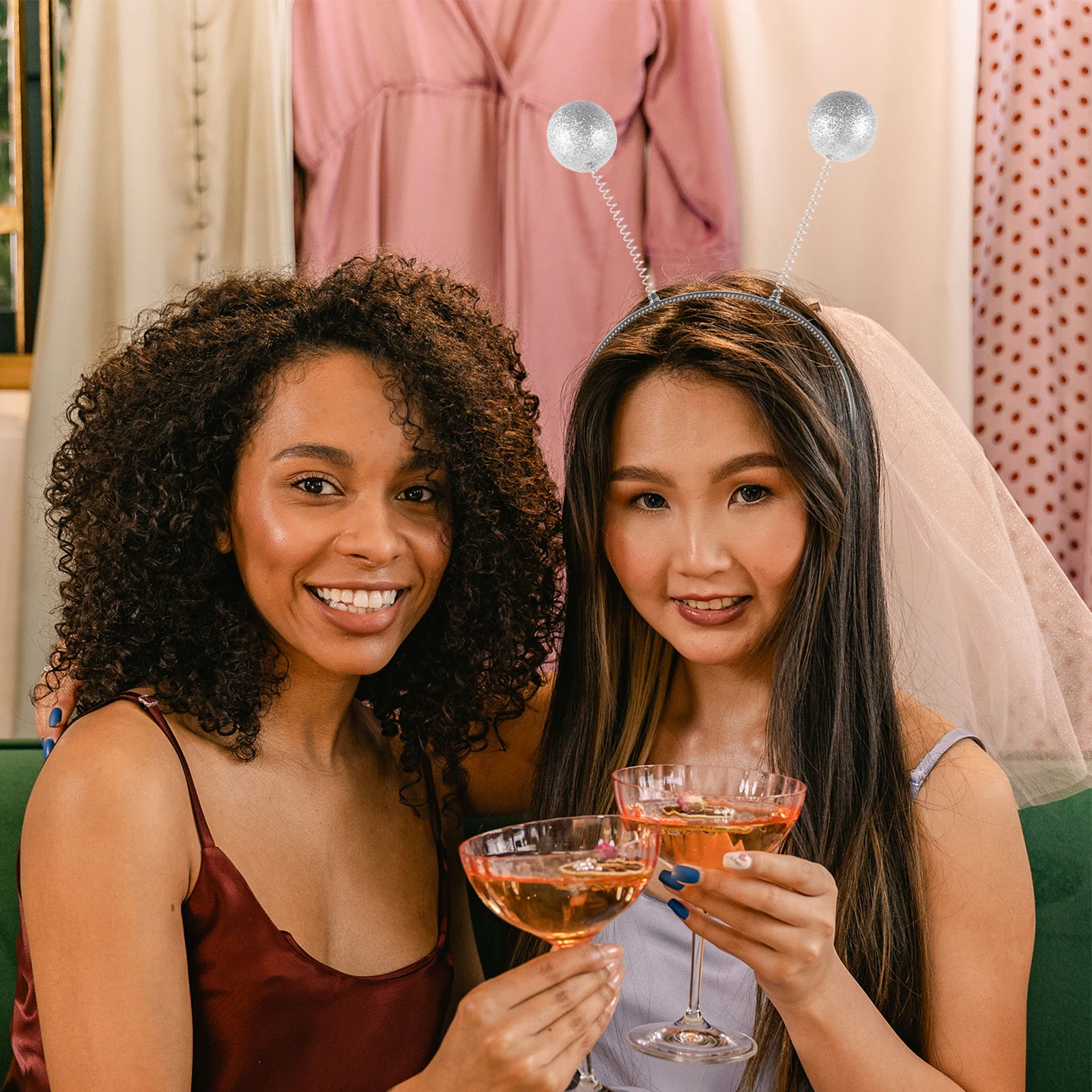 

12pcs Glitter Ball Headband Martian Antenna Boppers Space Theme Party Cosplay Accessories For Women Kids Halloween Hair Hoops