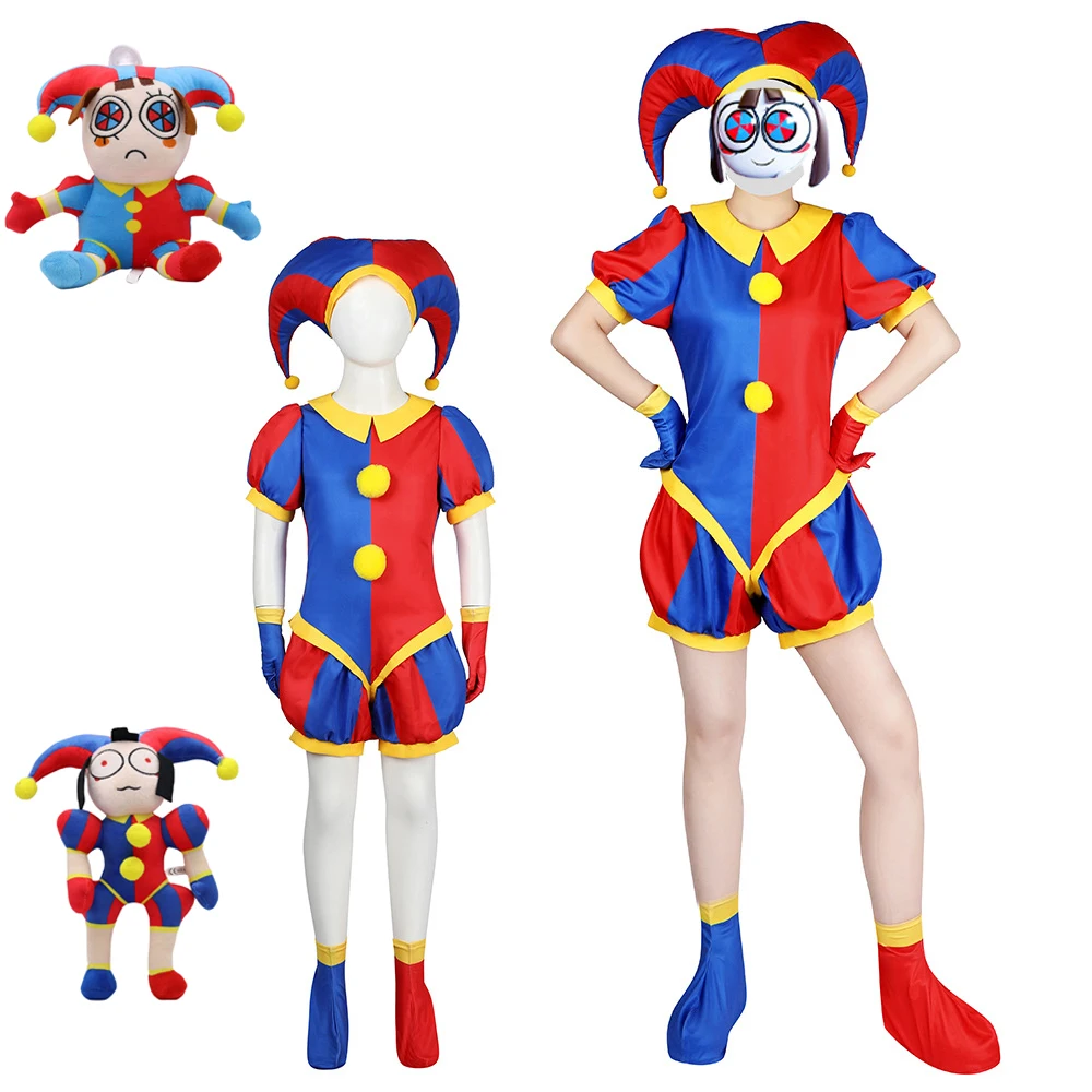 Amime das erstaunliche digitale Zirkus Pomni Cosplay Kostüm Kinder Erwachsene Halloween Overalls Jungen Mädchen Karneval Performance Kleidung