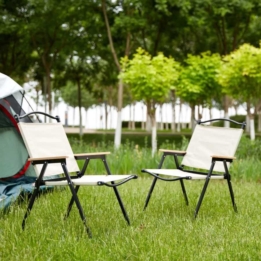 

2piece Folding Outdoor Chair for Indoor Outdoor Camping Picnics Beach Backyard BBQ Party Patio Beige