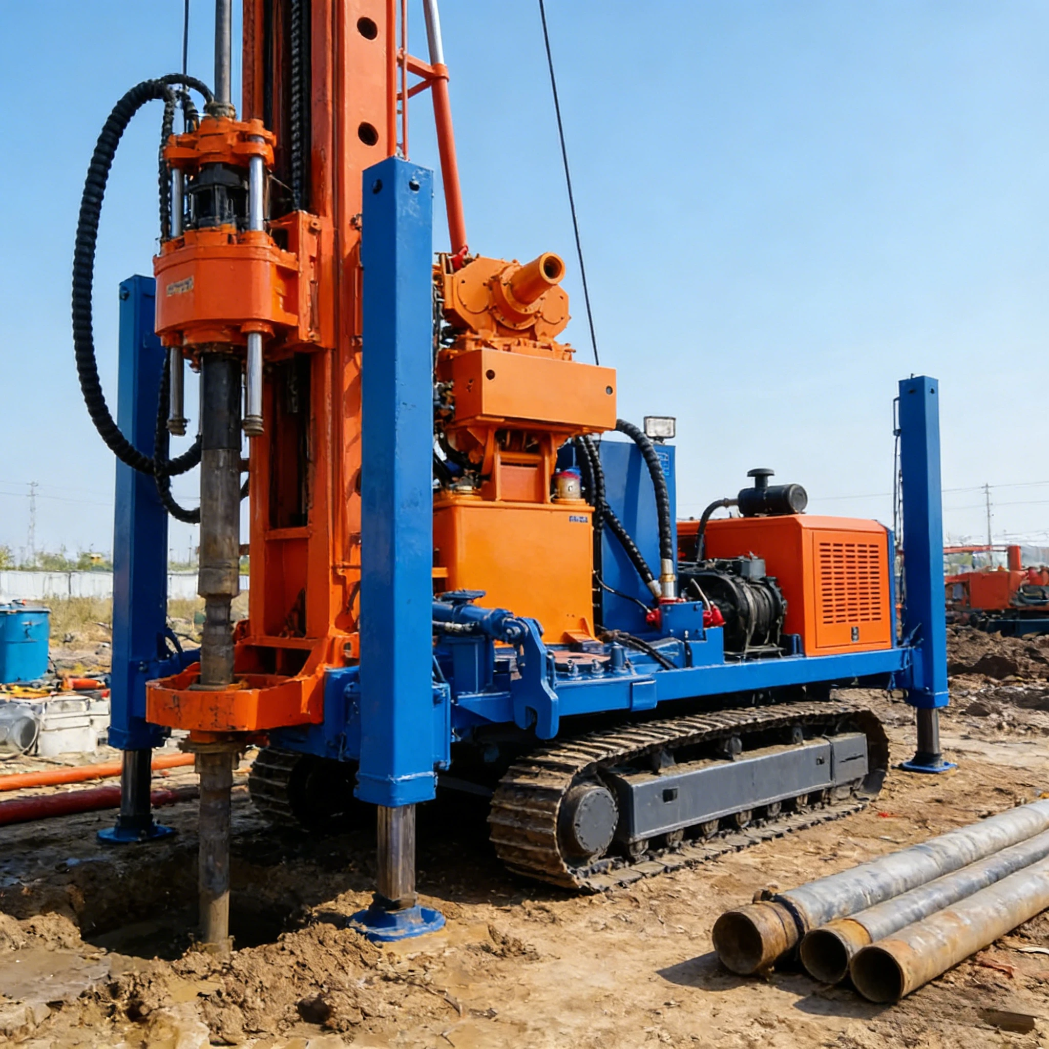 700m Deep Hydraulic Crawler Water Well Drilling Rig Electric Small Borehole Machine Portable Drilling for Civil Water Well
