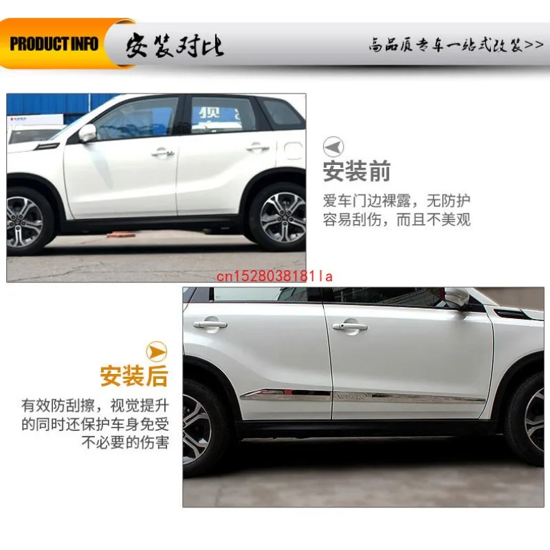 High quality stainless steel body trim strip door anti-rub fit for Suzuki Vitara 2015 2016 2017 2018 Car styling