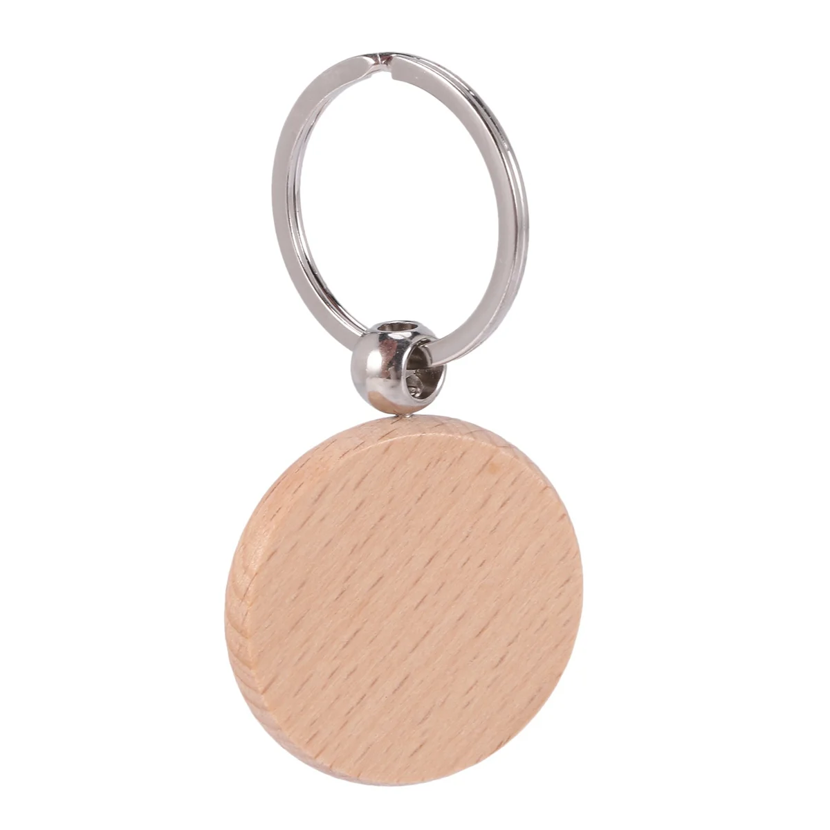 60Pcs Blank Round Wooden Key Chain Diy Wood Keychains Key Tags Can Engrave Diy Gifts