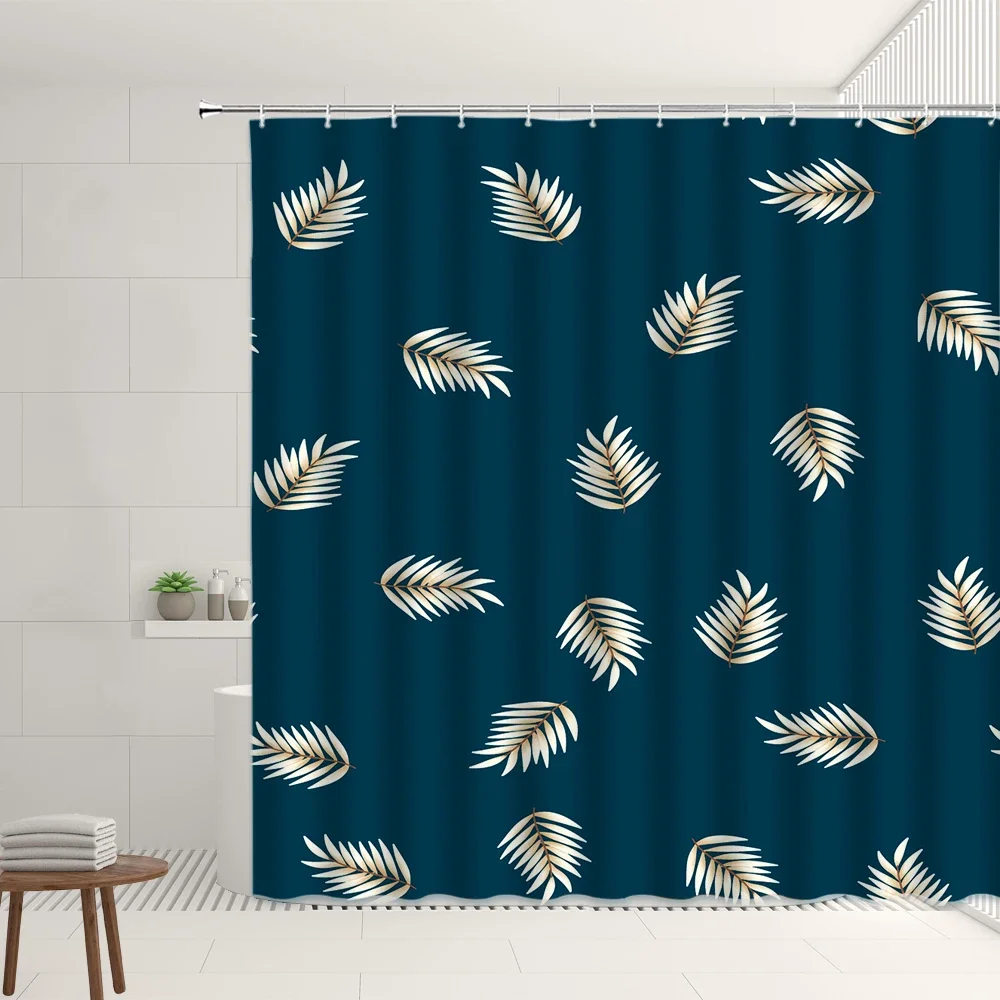 Creative Heart Shaped Leaf Shower Curtain Tropical Plant Monstera Leaf Living Room Bathroom Decor Screen Set With Hooks Washable