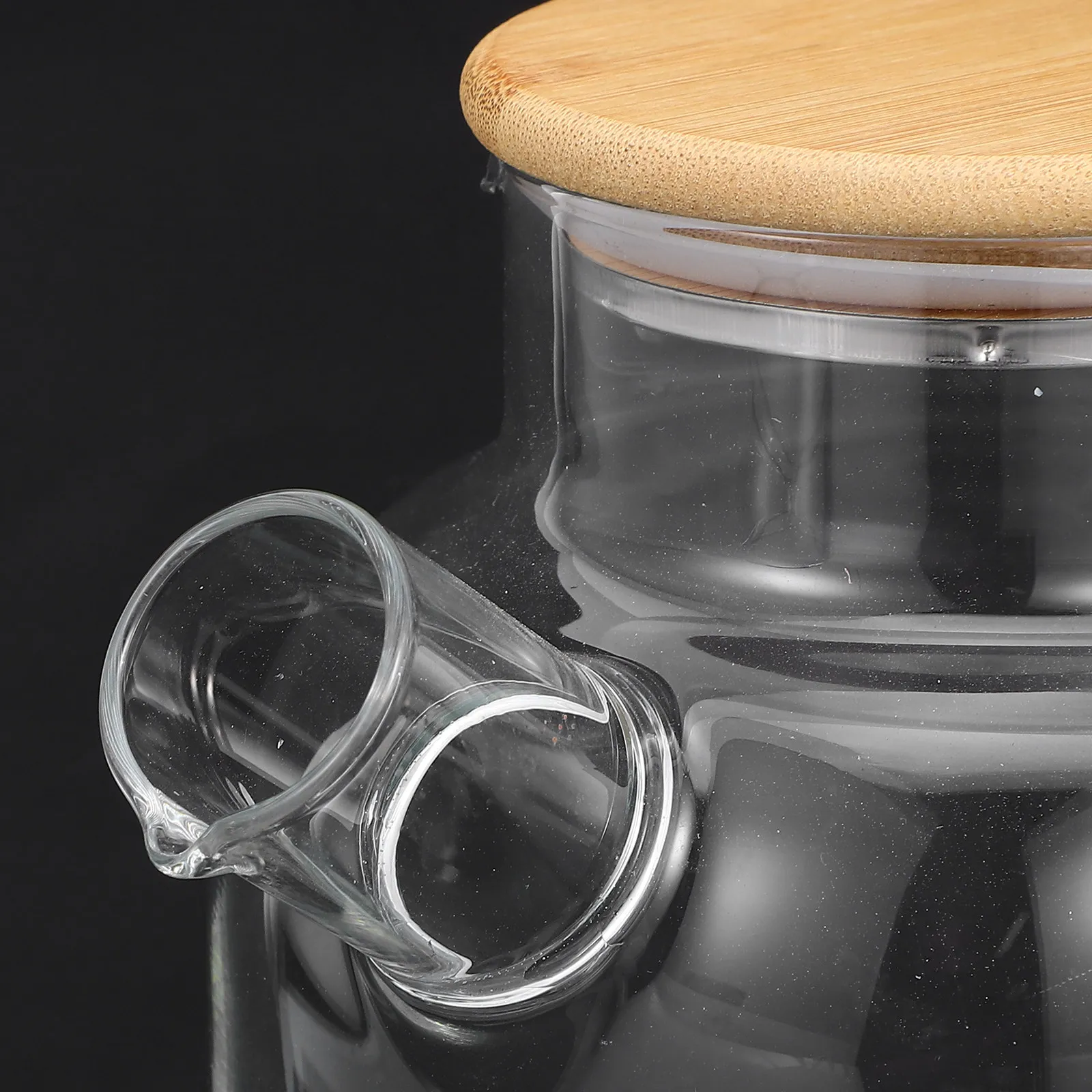 1.8L Wide Glass Stovetop Teapot Bamboo Lid Heat Resistant for Loose Leaf Tea Blooming Tea Hot Water Cold Drinks